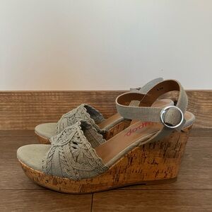 Jellypop Light Blue Wedge Sandals with Cork Heel